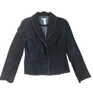 DEANE & WHITE BLACK GENUINE LEATHER SUEDE JACKET SIZE MEDIUM